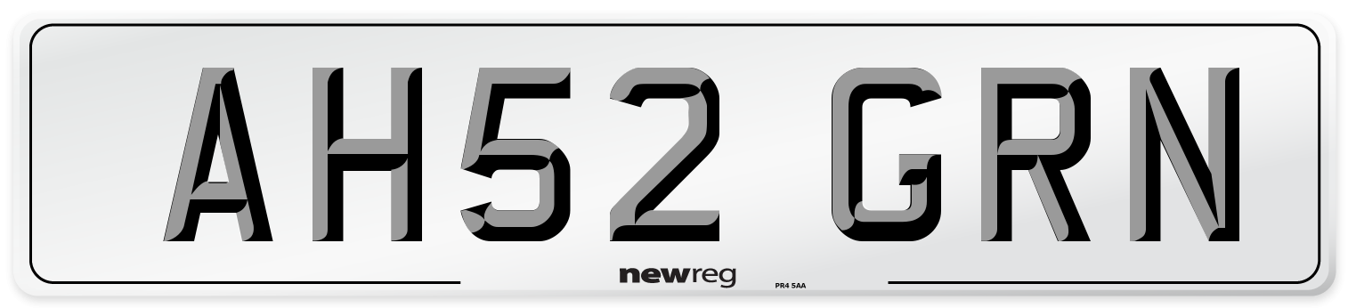 AH52 GRN Number Plate from New Reg